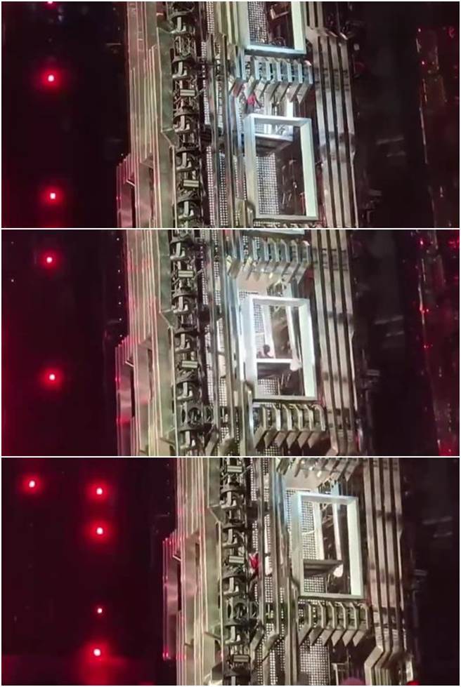 张杰突从舞台掉落。（图／翻摄自微博）
