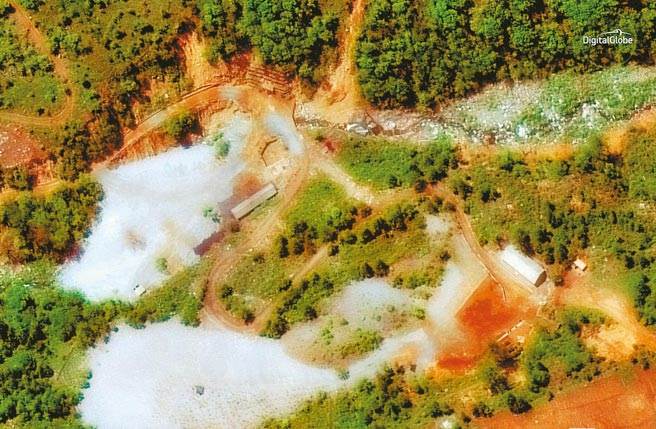 美发表北韩军力分析报告 预测平壤可能恢復核试。图为DigitalGlobe卫星拍到的北韩核试场空照图。（路透）