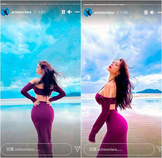 Clara穿着贴身裙，辣泄超狂S曲线。（图／翻摄自IG）
