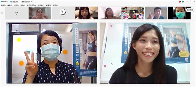 东京奥运女子单人双桨国手黄义婷（右），线上直播分享划船选手职涯的心路歷程。（劳动力发展署中彰投分署／卢金足台中传真）