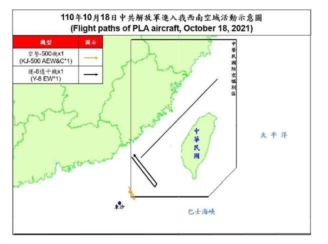 共机进我西南空域示意图。空军提供