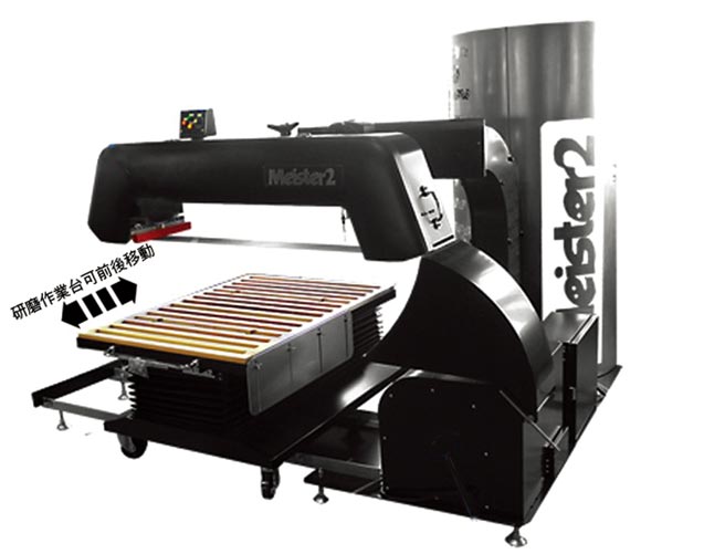 日胜国际企业销售日本制不銹钢金属表面研磨机为半自动化机器，具有机器操作简单、研磨快速、刮伤可救回、平整度好及附有集尘器等作业优势。图／日胜国际企业提供