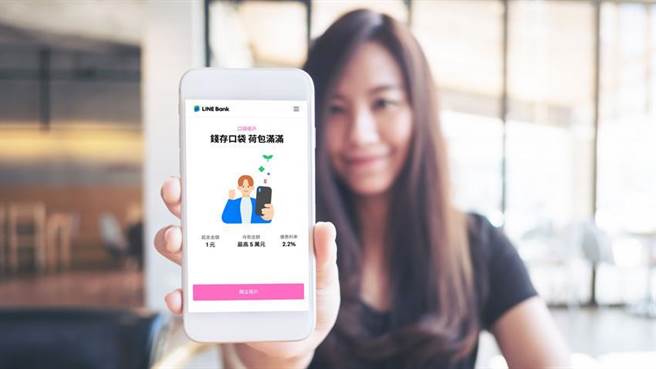 LINE Bank打出2.2％高利活存抢市。图／LINE Bank提供