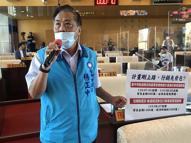 市議員楊正中今天質詢說，該計畫剛上路，還未盤點要成立、輔導哪些商圈就先發包行銷案？（陳世宗攝）