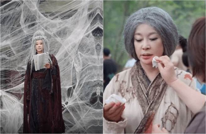 刘晓庆为戏化老妆。（图／取材自刘晓庆微博）