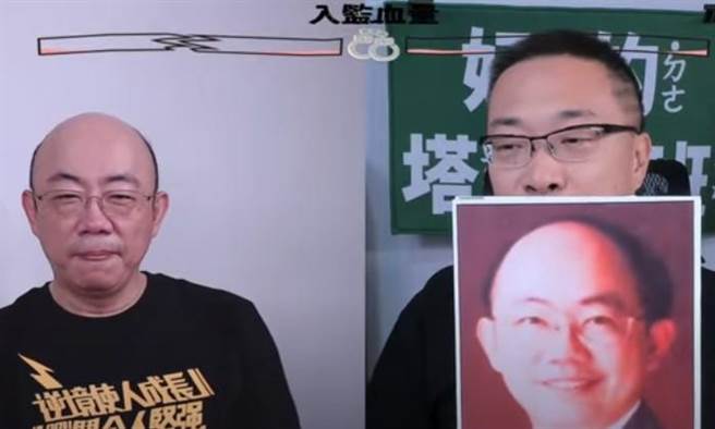 朱学恒18日和郭正亮进行直播时，翻出郭正亮年轻时的照片。(图 翻摄自朱学恒YT直播)