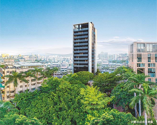 在南京东路名人巷－吉林路14巷，将出现区内企盼已久的东腾建筑美学作品 「序东腾」；图为建筑3D外观合成示意照。图／业者提供