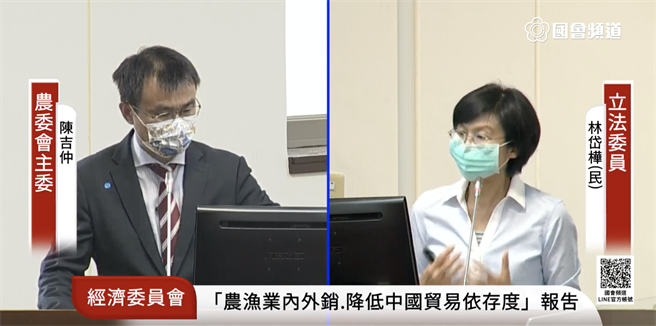 立委表示，中国大陆对台检验宽松，加上运输距离短，台湾农民赚快钱，政府又可以做外销绩效，贸易依存度理所当然暴涨，显见农委会没有掌握农产对中依存的变化，缺乏预知应变能力。（撷取自国会直播频道）