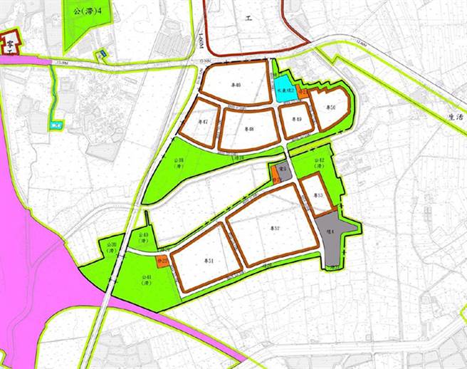 南科三期扩建计画都市计画变更案规画内容示意图。（都发局提供／洪荣志台南传真）