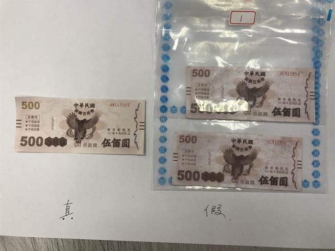 警方查获偽造五倍券。（翻摄照片）