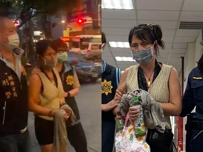 检方因张女传唤未到，下午签发拘票，警方晚间将张拘提带回地检署，张淑晶面对媒体发问一语不发，快速进入地检署报到。（警方提供、记者蔡雯如摄）