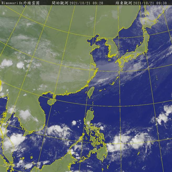 中央气象局预报指出，今天东北季风增强，水气增加，雨区扩大到整个北部及东半部地区，整天都有不定时短暂降雨的机会。（翻摄自气象局／林良齐台北传真）