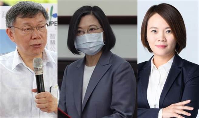 左起为台北市长柯文哲、总统蔡英文、台北市议员简舒培。(合成图/资料照、取自蔡英文、简舒培脸书)