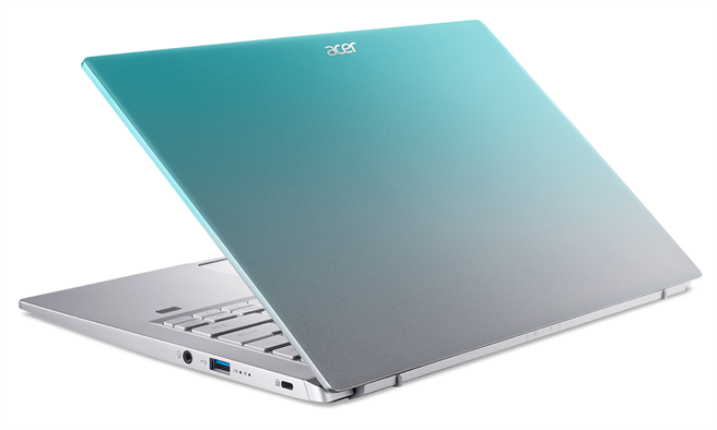 宏碁推出全新渲染漸層藍色調的輕薄筆電Swift 3，定價3萬9900元。（宏碁提供）