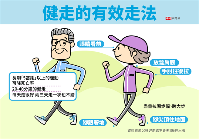 (资料来源/《好好走路不会老》联经出版;图/中时新闻网陈友龄制图)