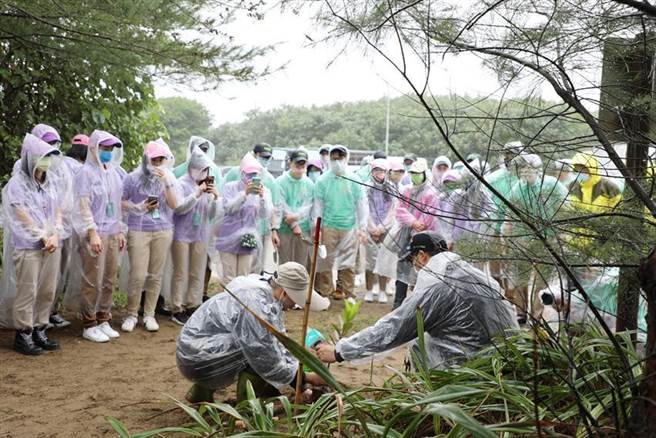 玉山志工参与海岸造林植树教学，以实际行动守护生态永续发展。（图／业者提供）
