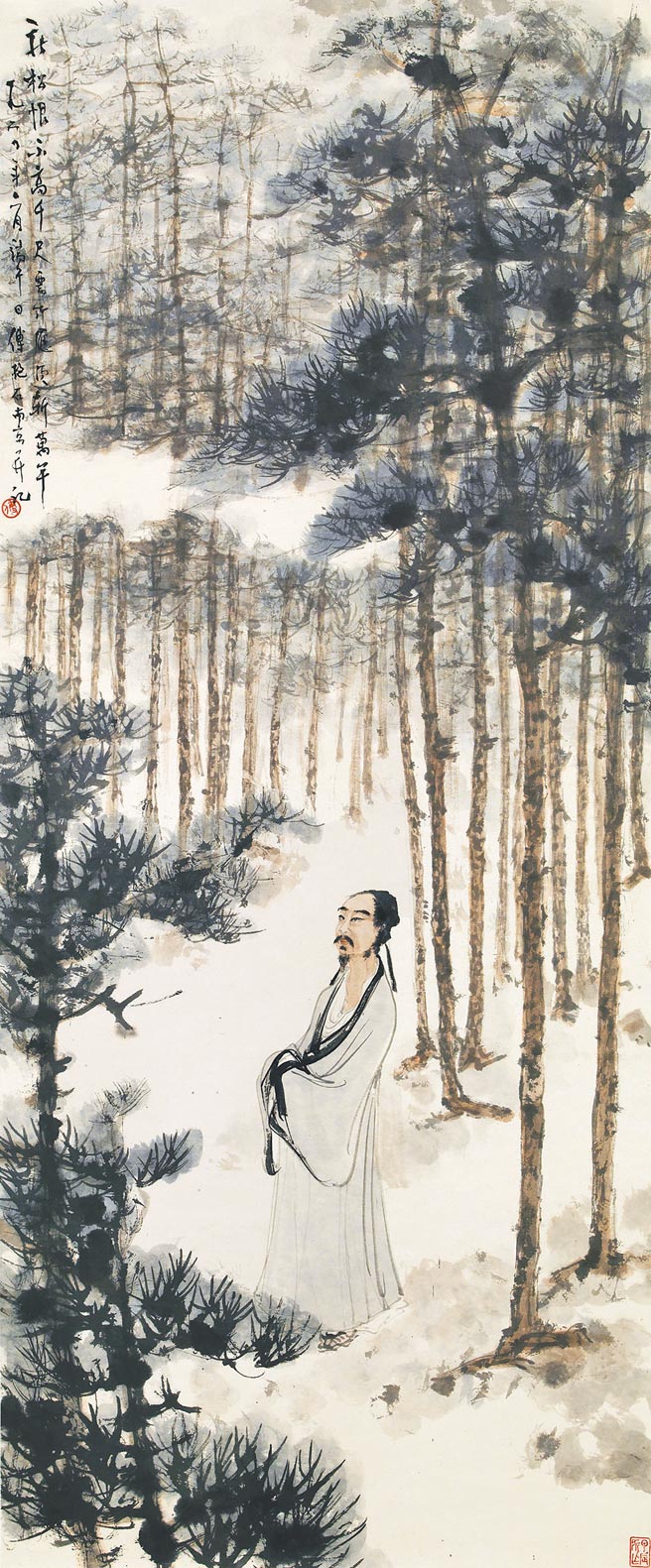 傅抱石晚年成画的《杜甫像》。（香港佳士得提供／本报资料照片）