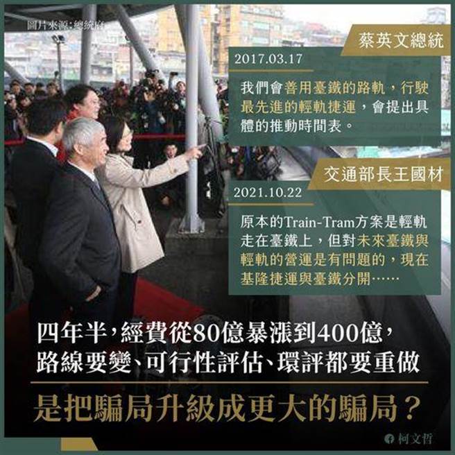 台北市长柯文哲痛批基隆捷运是大骗局，基隆人应该愤怒，交通部不负责任又不敢承担，4年半以来报告在哪里？（摘自柯文哲脸书／张颖齐台北传真）