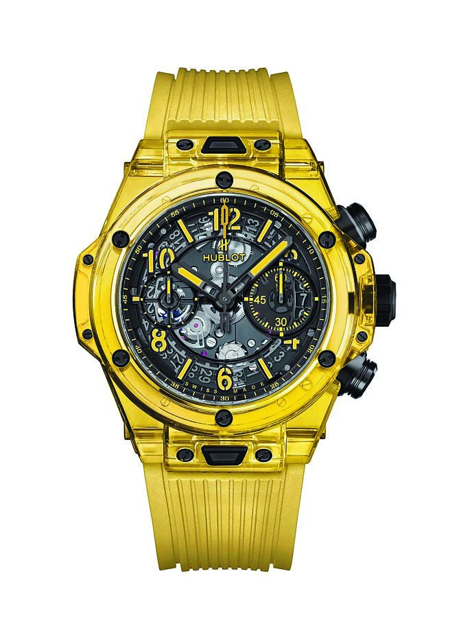 宇舶表BIG BANG UNICO黄色蓝宝石计时码表，全球限量100只，294万3000元。（HUBLOT提供）