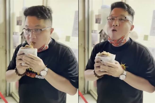 杨文元为罢免陈柏惟吃素260天，昨罢免成功后吃下睽违已久的鸡排。（图／摘自朱学恒的阿宅万事通事务所脸书）