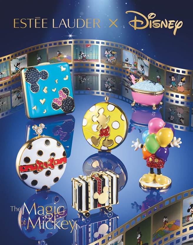 迪士尼米奇金质粉饼暨固体香精 主视觉。（雅诗兰黛提供）
