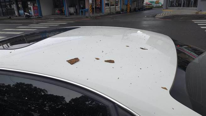 地震发生时，有用路人行经苏花公路115.8公里处时，座车左侧遭落石击中。（宜兰县警察局提供／李忠一宜兰传真）