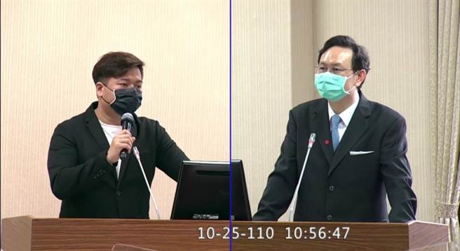 邱臣遠質詢童振源(取自立法院直播畫面)
