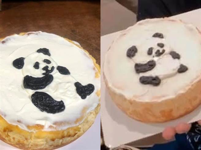 女网友在基隆某甜点店订了要价千元的蛋糕，当时要求蛋糕需画上熊猫，事后发现该熊猫图案不甚理想，于是拍下蛋糕照笑说「这只熊猫很丑，真的有在敷衍」。（翻摄自脸书「爆料公社」）
