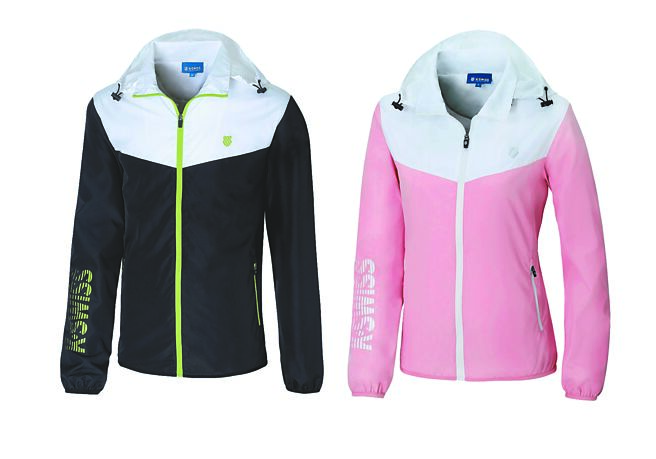 Global Mall新北中和店推荐K-SWISS 防风外套，原价2480元，优惠价1490元，使用振兴券满3300元、现抵300元。（Global Mall提供）