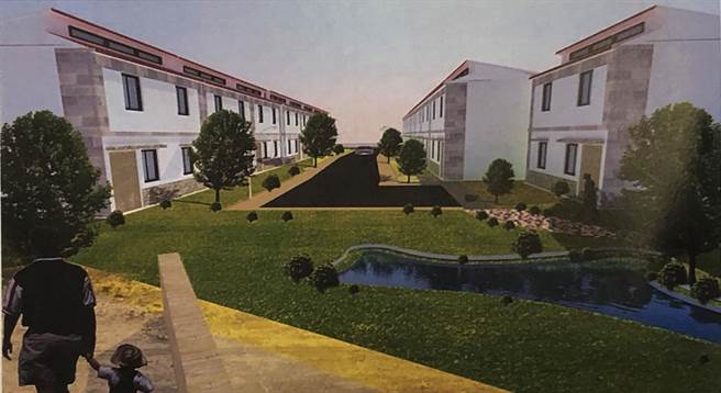 重建后的自强新村等基地，预计今年11底进住，打造成都会区示范聚落标竿（示意图由台中市政府提供）