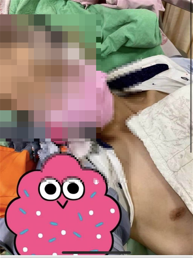 台中市传出超商店员劝导顾客戴口罩，竟遭狂打断6根肋骨等伤势送医，家属贴文脸书指诉。（翻摄脸书）