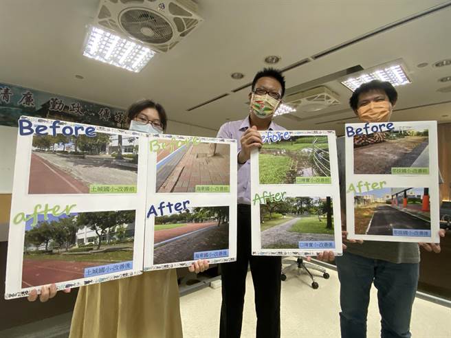 台南市路平专案前进校园，提升学生校园通行安全。（曹婷婷摄）