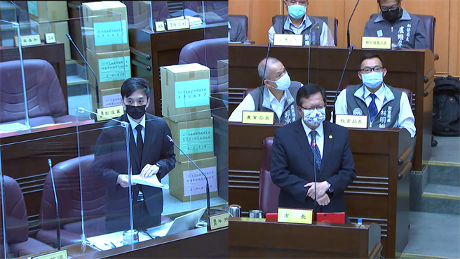 龟山承恩砂石场崩塌活埋小黄运将，议员牛煦庭28日细数可停工、强拆、断水电等铁腕法令，但各局处仅轻轻裁罚，等同把罚金当定期收入、业者变相缴保护费，痛斥市府才是最大黑道。(蔡依珍摄)