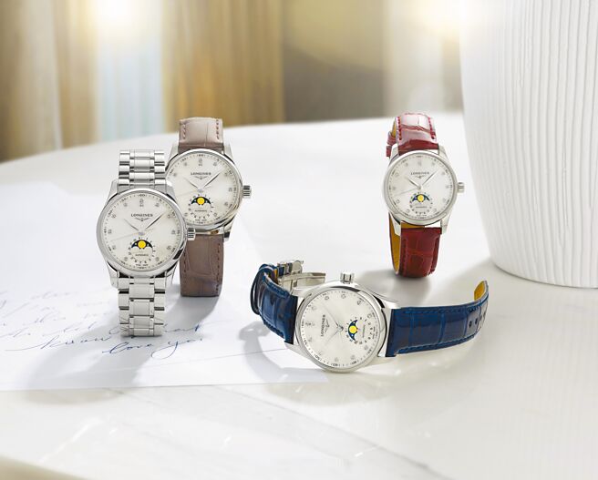 浪琴表Master巨擘系列首度推出月相功能女表，兼具优异功能和优雅外观，抢攻女性表迷市场。（Longines提供）