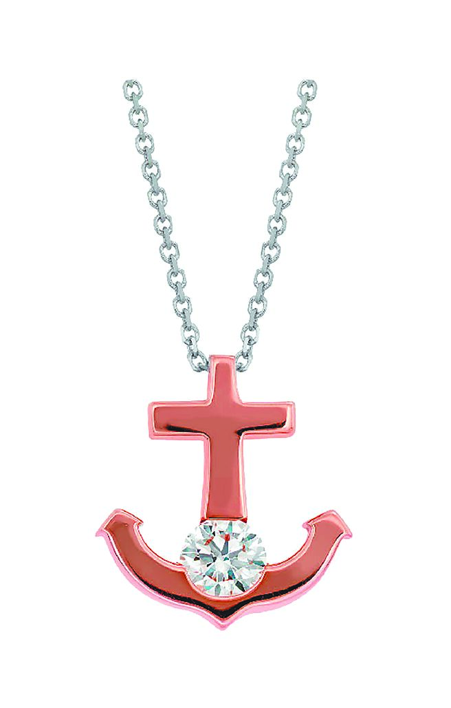 BREEZEONLINE独家Hearts On Fire CHARMED ANCHOR玫瑰金钻石项炼，独家价3万100元。（微风提供）