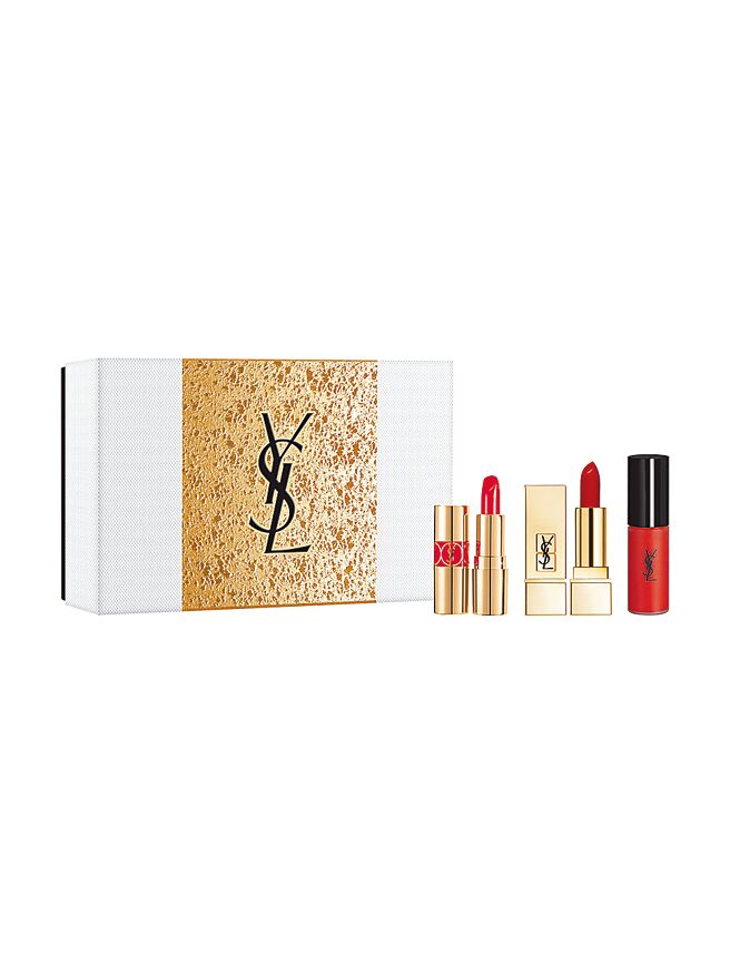台北101 YSL 2021耶诞限量迷你经典唇彩礼盒，1350元。（台北101提供）