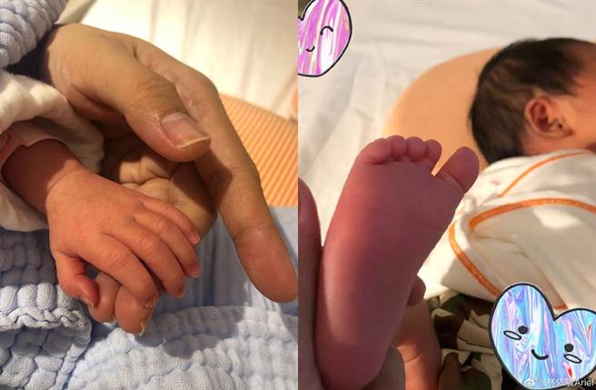 林依晨曬出和女兒小手、小腳合影。（圖／翻攝自linyichen.ariellin IG；翻攝自林依晨Ariel微博）