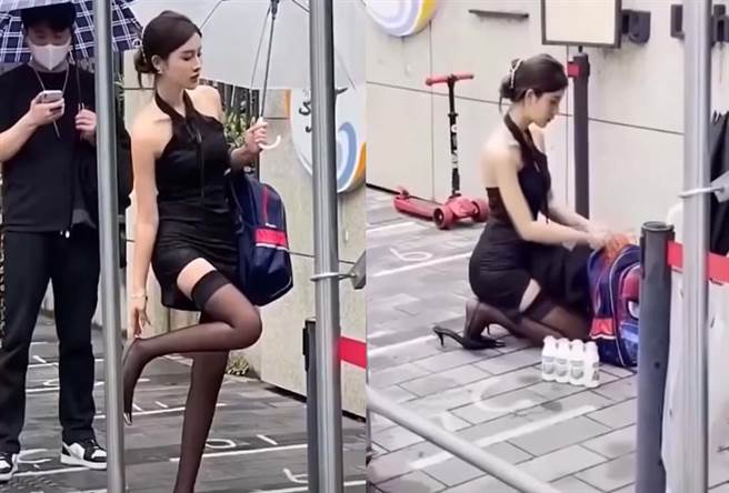 图为先前在大陆流传的「幼儿媛」，有网红在幼儿园外扮成学生家长，事后被证实是在外拍。（图／翻摄自微博）