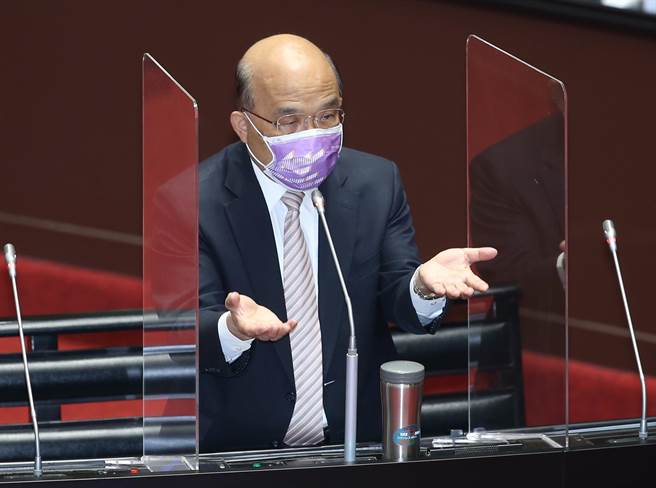 图为行政院长苏贞昌29日在立法院答询时指出，反莱猪公投若过关，等于不可能加入CPTPP。（姚志平摄）