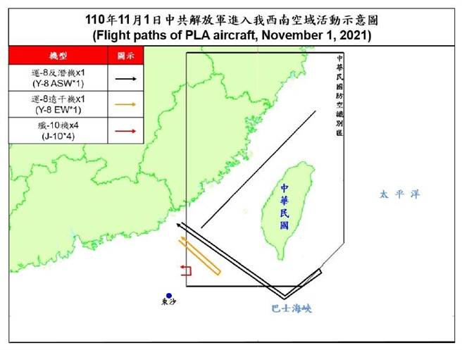 共机进我西南空域示意图。空军提供