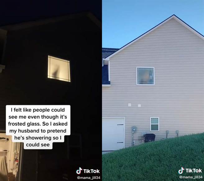 人妻找来丈夫和女儿假装在浴室洗澡，没想到无论是黑夜或是白天，窗户上的剪影都十分清楚。（图片翻摄自抖音／@jillsantom）