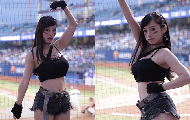 丹丹在球场上热舞的画面太养眼，被网友推上PTT.（图／YT@Tino Chao）