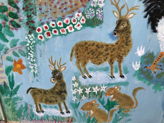 李振谦的作品之一。大胆用色和粗中有细画法，却让乡亲惊艳不已。（李金生摄）