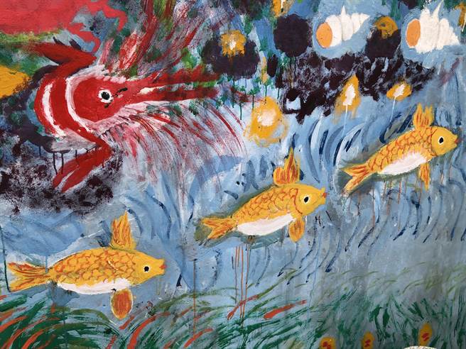 李振谦的作品之一。大胆用色和粗中有细画法，却让乡亲惊艳不已。（李金生摄）