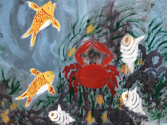 李振谦的作品之一。大胆用色和粗中有细画法，却让乡亲惊艳不已。（李金生摄）