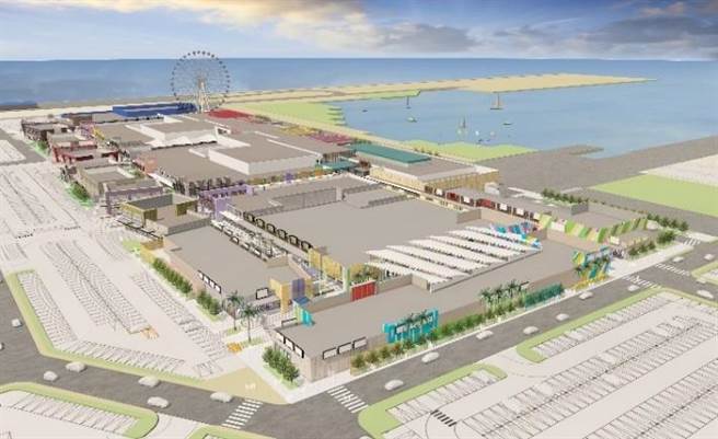 二期后设施俯瞰全景参考示意图。（台中港三井OUTLET提供）