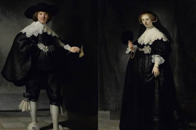 ↑ 引爆荷法外交争端的林布兰《苏尔门与卡彼特》婚礼肖像画作。（海鹏影业提供）