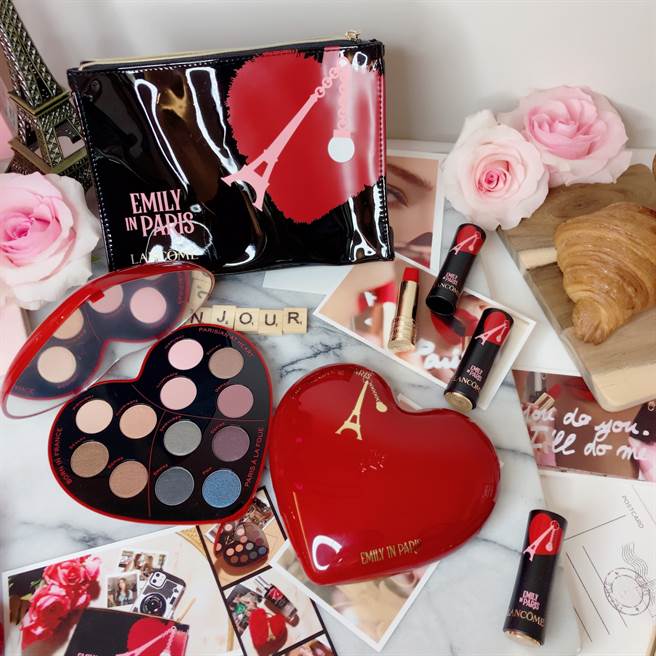 兰蔻艾蜜莉在巴黎限定版眼彩盘、唇膏。（邱映慈摄）