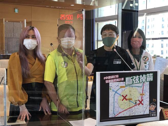 市議員張家銨、江肇國、李天生等，今天針對中港邱比特弦線新經濟計畫提出質詢說，邱比特計畫恐淪為「斷弦掉箭」的空頭計畫。（陳世宗攝）