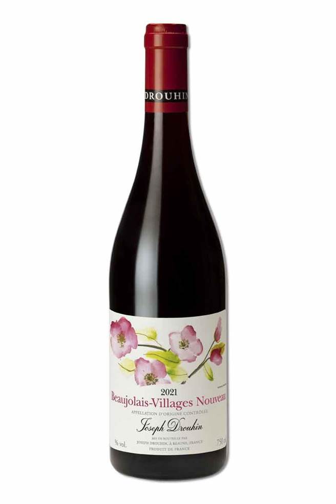 city’super约瑟夫杜亨酒庄薄酒莱村庄级新酒，每瓶预购价740元；买2瓶1480元，再送市价380元的多用途无脚红酒杯（未满18岁请勿饮酒）。（city’super提供）